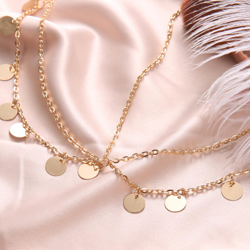 Wave Tassel Chain Headwear Tassel Electroplated Alloy Sequin Round Sheet Multi-layer Wedding Supplies Hair Accessories