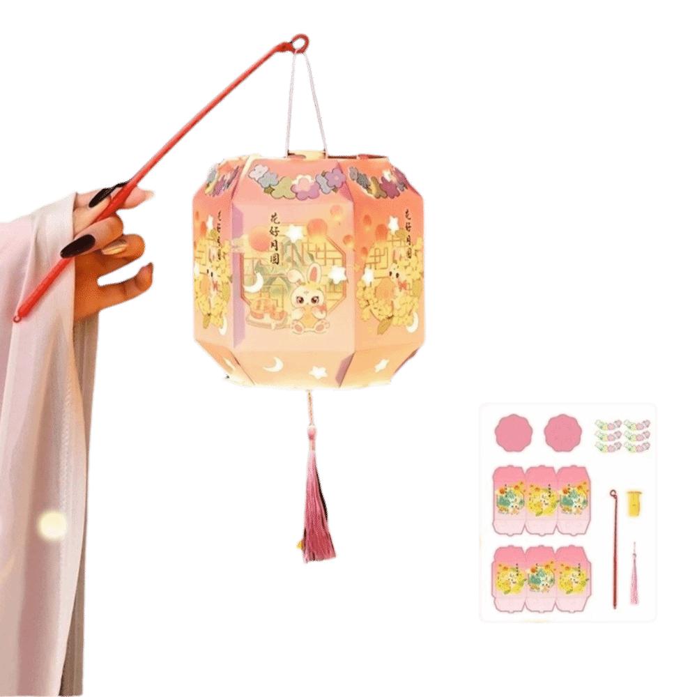 Rabbit Mid-Autumn Festival Lantern Handheld LED Lantern Craft DIY Craft Kit Lantern  Home Decor Style B