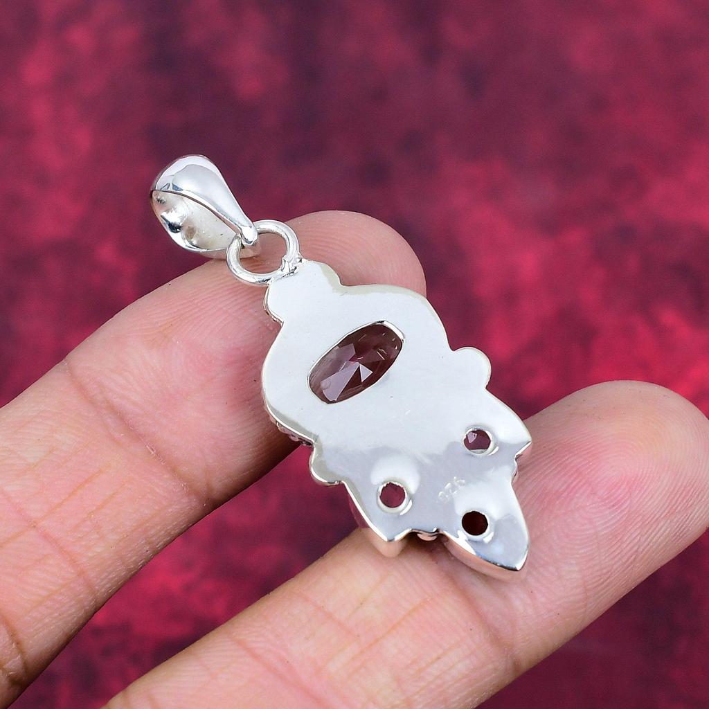 White Topaz Gemstone Pendant, 925 Solid Sterling Silver Antique Pendant, Handmade Jewelry Anniversary, Gift For Mom