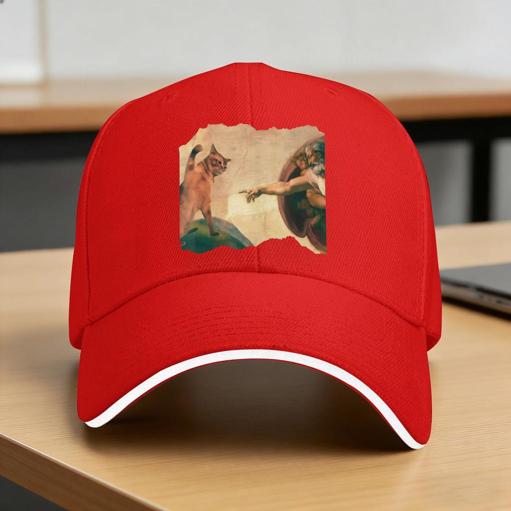 Funny Cat Swatting Gods Hand Parody Cat Casual Baseball Cap Sport Hip Hop Hats Spring Breathable Unisex Unisex Snapback Cap
