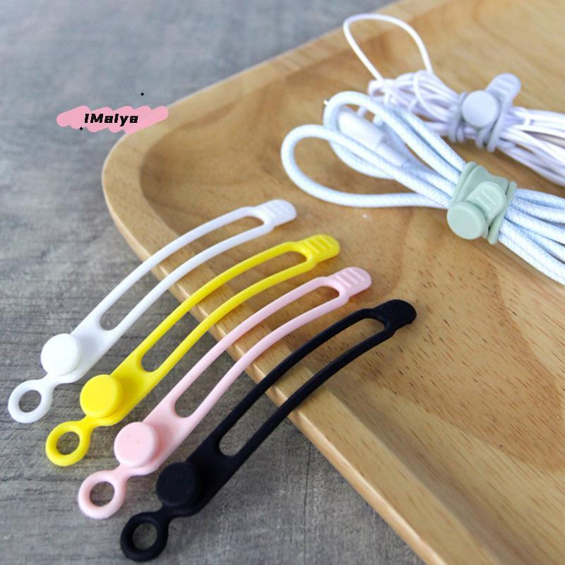 M-10pcsSilicone Cable Ties,Cord Organizer,Cable Straps,Reusable Cord Ties,Travel Cable Organizer ,Cute Elastic Tie, Wire Ties