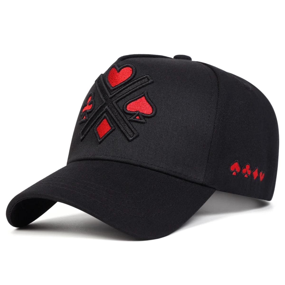 Unisex Poker Stickerei Baseballkappen Frühling Herbst Outdoor Verstellbar Lässige Hüte Sonnenschutzmütze Sportkappe black