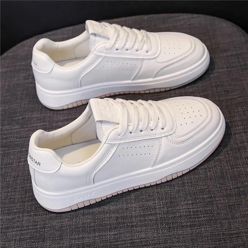 Genuine Leather White Shoes Women's Casual Sports Shoes 2025 Spring New Versatile Breathable Women's Shoes White Sneakers Women