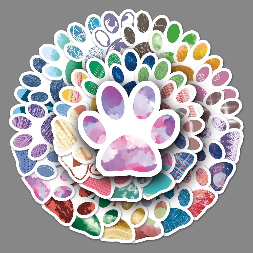 50 Hunde Pfotenabdrücke Doodle Cartoon Niedlich Kinder Goo Karte DIY Handyhülle Koffer Aufkleber Wasserdicht