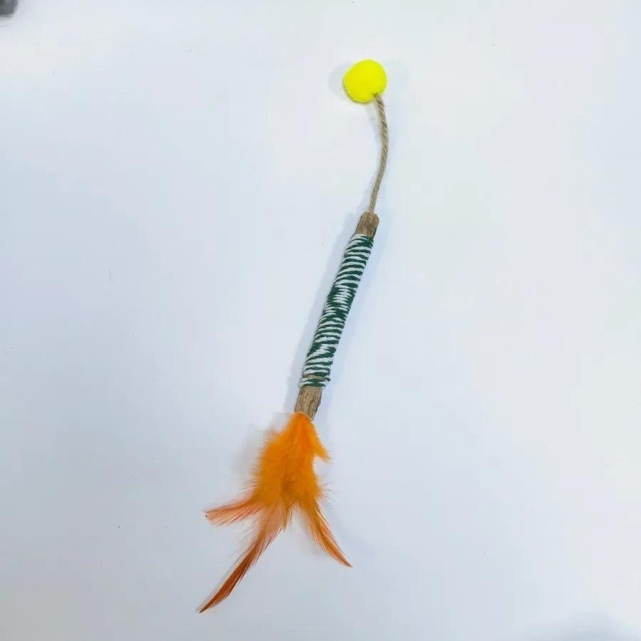 Hemp Wrapped Matatabi Cat Chew Stick Feather Molar Toy Interactive Kitten Teething Play Toy