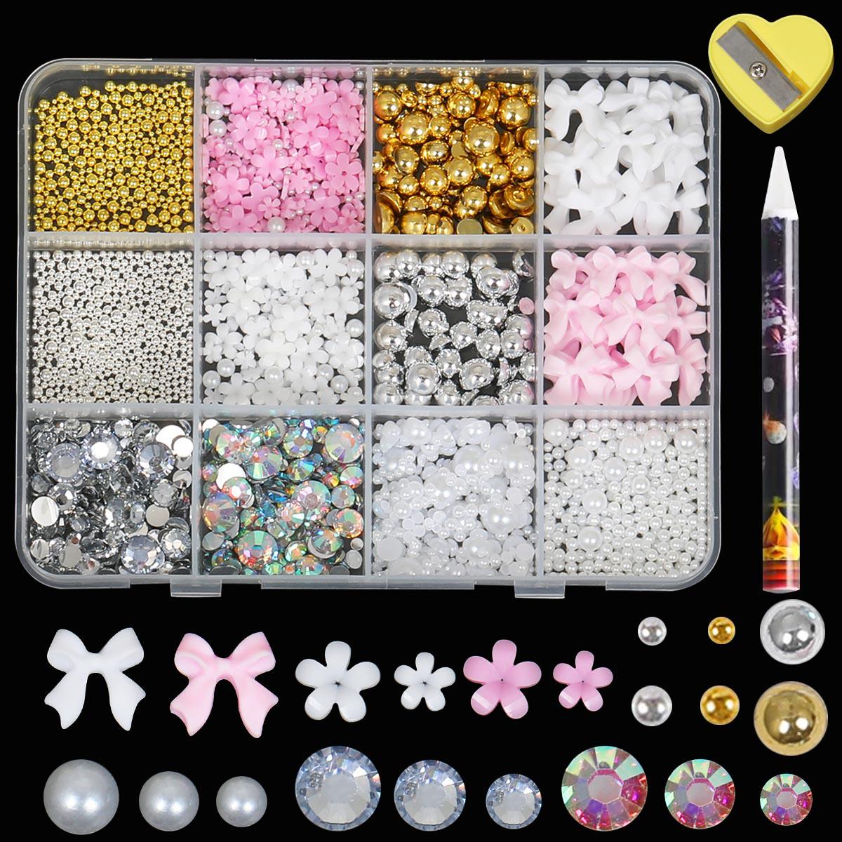Bow, Pearl, Heart, Butterfly Rhinestone Nail Art Decoration Set