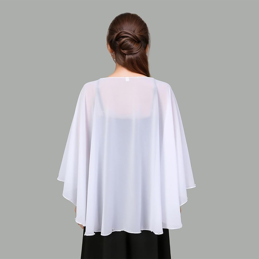 New Chiffon Scarf Shawls With Pearls Solid Color Beach Sarong Sunscreen Shawl Thin Soft Party Shawl For Women