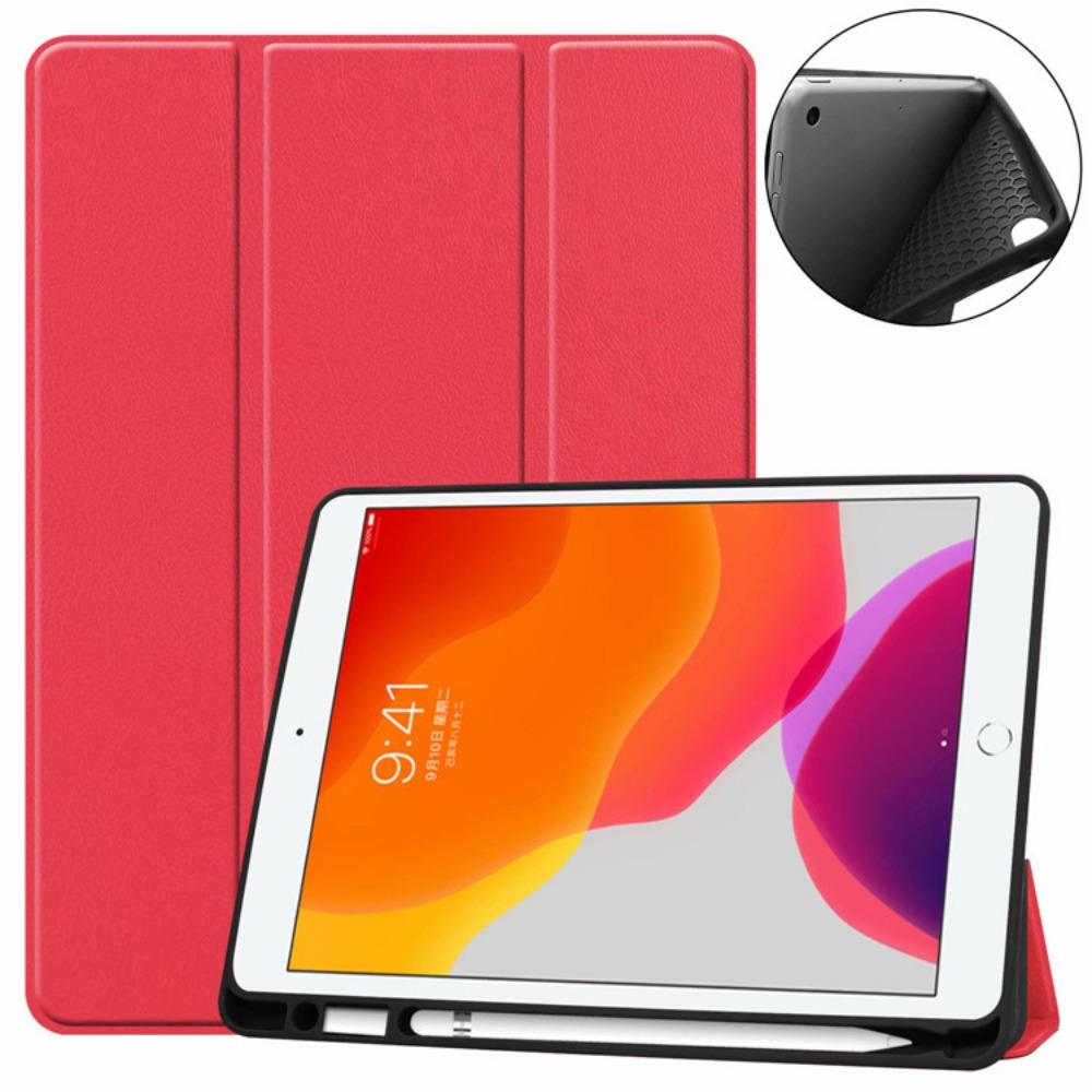 Dreifach gefaltete Lederhülle für iPad Mini 7 mit Apple Pencil-Schlitz Auto Sleep/Wake Cover