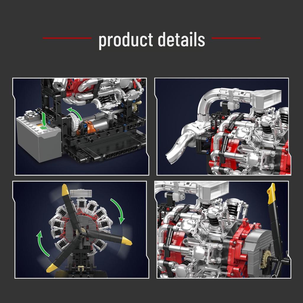 Yuxing King 10211 Star-Shaped Aircraft Engine Model Toy - Educational Building Blocks Collectible