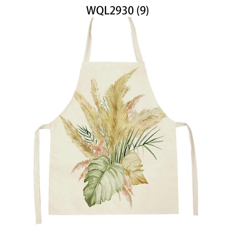 Cleaning Supplies Flower Plants Pattern Kitchen Aprons Sleeveless Linen Aprons Home Cooking Baking Accessories Antifouling Apron