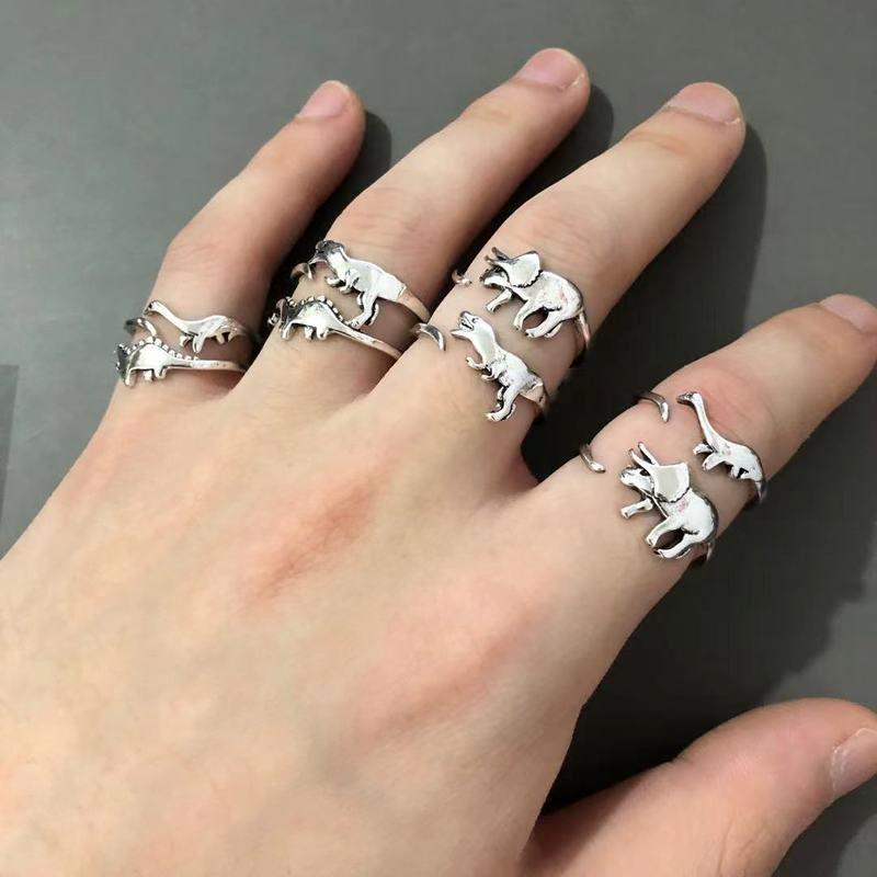 Vintage Dinosaur Rings for Lovers Charm Adjustable Opening Animal Rings Trendy Friendship Couple Jewellery Party Gift