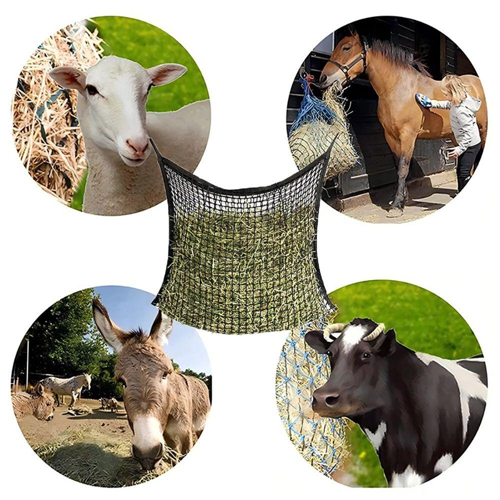 1Pcs New Durable Slow Feed Hay Net Hanging Large Capacity Horse Hay Bag 80x90cm Hay Feeder Bag for Horses Goat Sheep