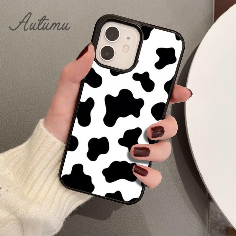 Floral Cow Phone Case for iPhone 11 12 13 14 Pro Max Mini X XR XS SE 2020 5 6S 7 8 Plus Samsung Galaxy S21 S22 Cover Shell