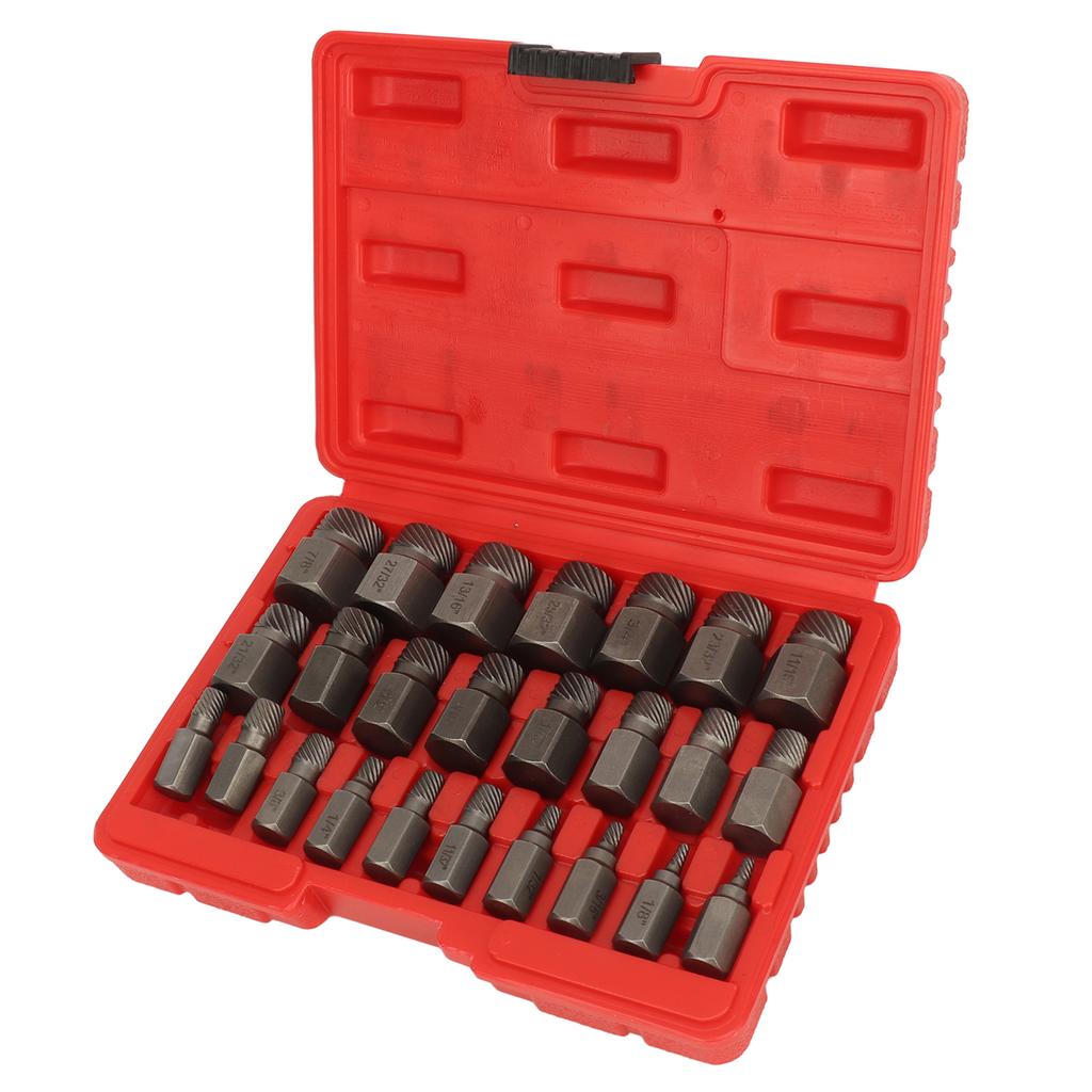 25PCS Screw Extractor Set Efficient Steel Easy Out Multi Spline Bolt Extractor Set for Power and Hand Tools