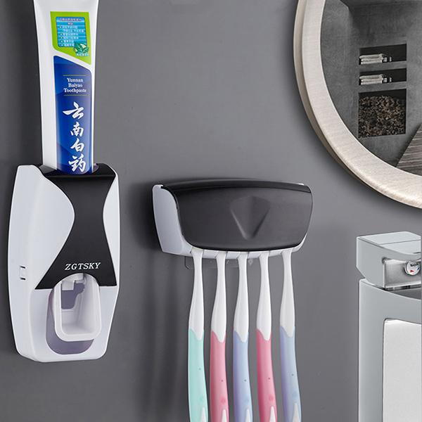 Tooth Brush Holder Automatic Toothpaste Dispenser Holder Toothbrush Wall Mount Rack Bathroom Tools Set