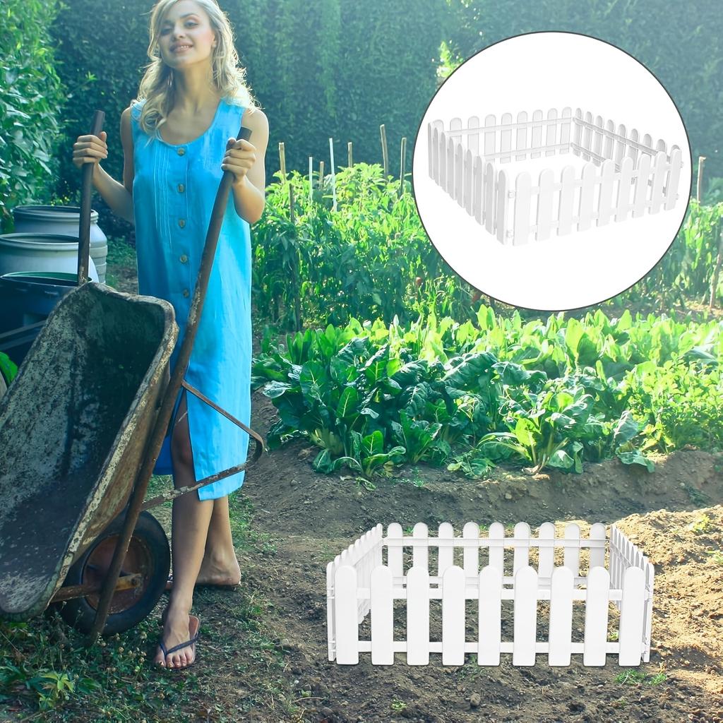 WTEMPO White Fence Panels Rustic European Style Outdoor Landscape Border for Gardens Flower Beds Natural Ambiance Fencing Made of Plastic
