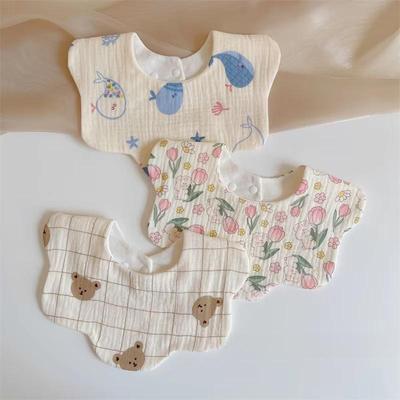Cotton Muslin Baby Drool Bibs Soft Breathable Bandana Newborn Neck Bib Soft Cartoon Print Toddler Feeding Bibs for  Boy Girl