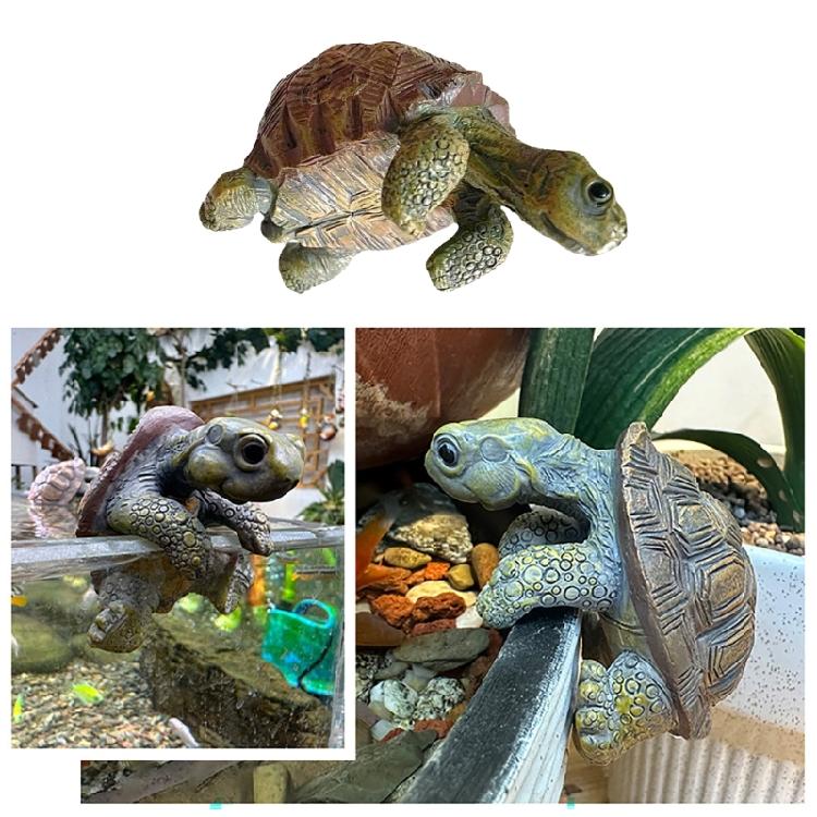 Gartencharme Realistische Schildkröten Blumentopfhänger Harzfigur Statue Hängender Schmuck für Terrassen und Zaun Aquarien Dekorationen