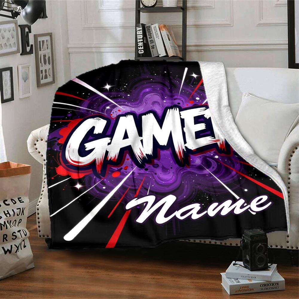 Custom Name Game Controller Theme Printed Blanket - Perfect for Couch, Bed, Travel & Outdoor Use | Machine Washable, Cozy & Durable.