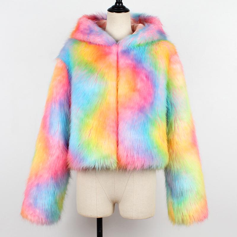 rainbow fur vest