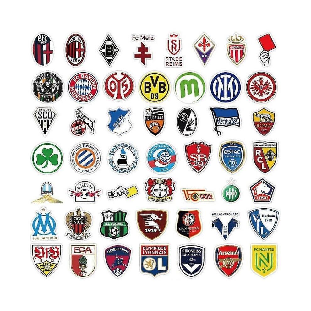 100 Stück Fußball-Team-Logo-Aufkleber, Fußball-Club-Aufkleberpaket, Wasserdichte Vinyl-Aufkleber, Weltmeisterschafts-Spiel-Aufkleber für Laptops