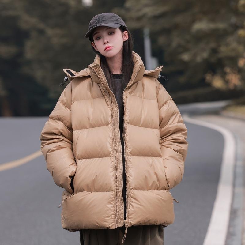 2025 Winter Detachable Down Jacket Couple Casual Warmth, Windproof and Dirt-resistant Shiny White Duck Down Jacket Trendy Cotton Jacket