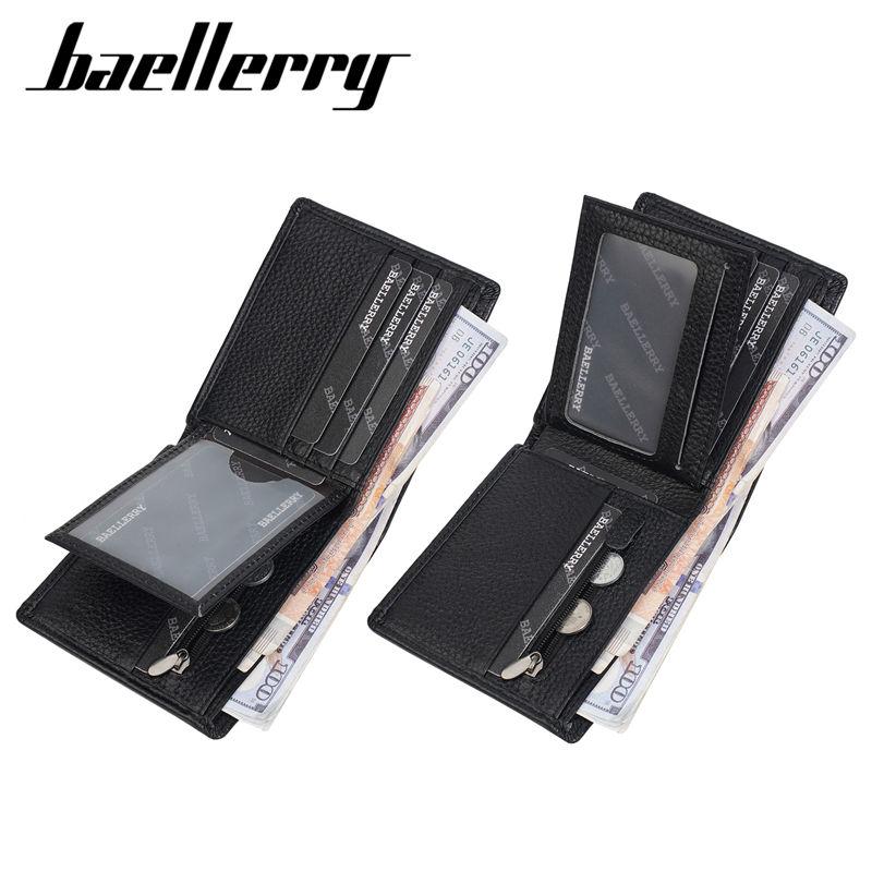 Baellerry Kurze Geldbörsen aus echtem Leder im Vintage-Design, Visitenkartenhalter, Münzfach