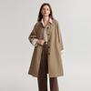 ELLE French Design Melange Petite Coat High-End Straight Long Trench Coat Women coats Khaki ED49346