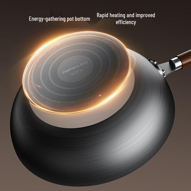 Joyoung 32cm Fine Iron Wok with Lid