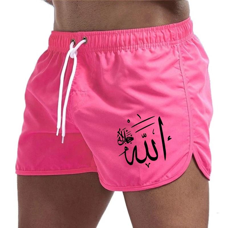 

Printed Clothes Mens Board Shorts High Quality Breathable Quick Dry Beach Shorts Male Daily Sport Fitness Cycling Shorts S розовый