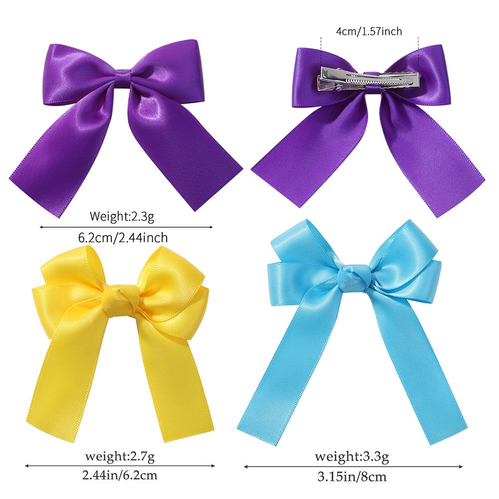2pcs Cheer Up Bowknot Hair Clips for Girl Solid Color Ribbon Bows Hairpins Hairgripe Kids Boutique Hair Accessories
