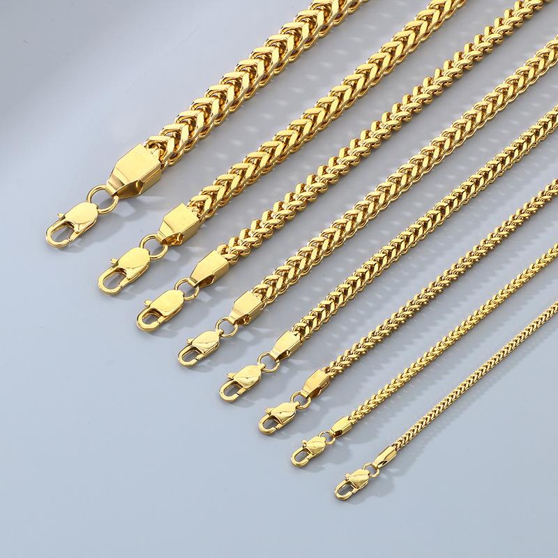 Premium Stainless Steel Front And Back Chain Bracelet, Simple Vacuum Plated Keel Chain, Japanese Buckle Men'S Jewelry