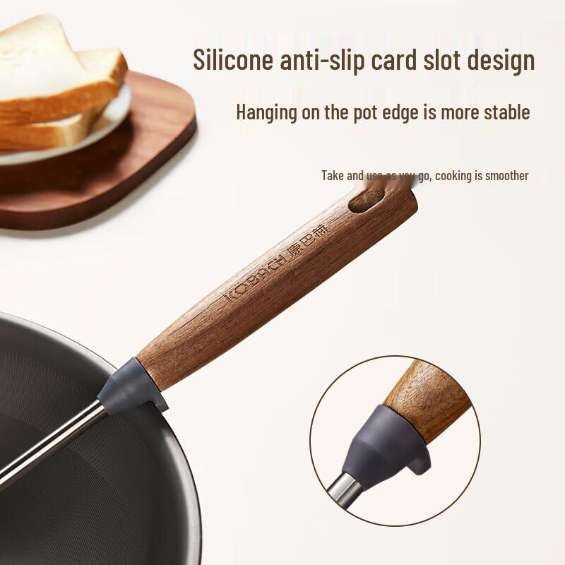 KBH Walnut Wood Series 304 Stainless Steel Spoon and Spatula 5-Piece Set