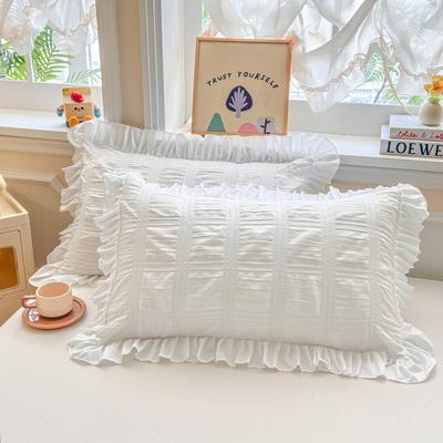 French Pleated Envelope Pillowcase White Foam Gauze Ruffled Pillow Cover Texture Single Pillow Core Cover Home Dormitory Use Comfortable Bedding