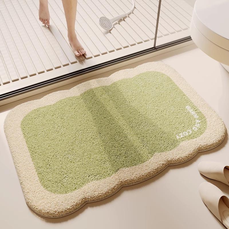 Cream wind imitation cashmere toilet floor mat bathroom absorbent mat toilet toilet quick drying door non-slip foot pad