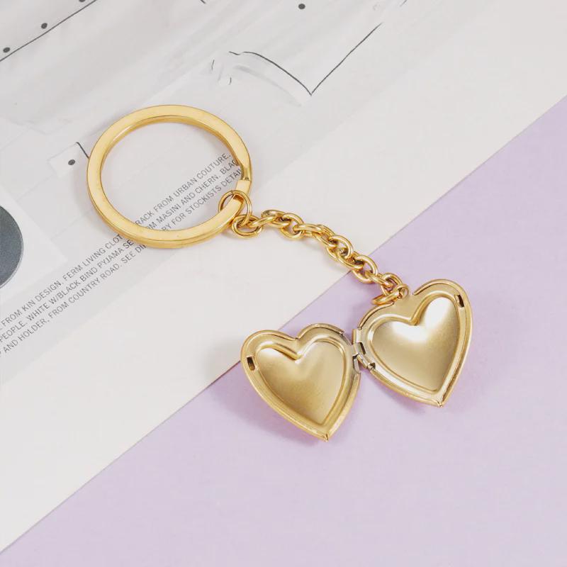 316L Stainless Steel Heart Photo Keychain for Couples and Friends