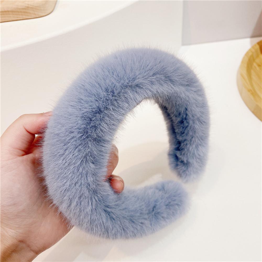 Women Girls Plush Widen Thicken Plush Sponge Hair Bands Faux Fur Padded Headbands Soft Fluffy Furry Hair Hoops Winter Headdress