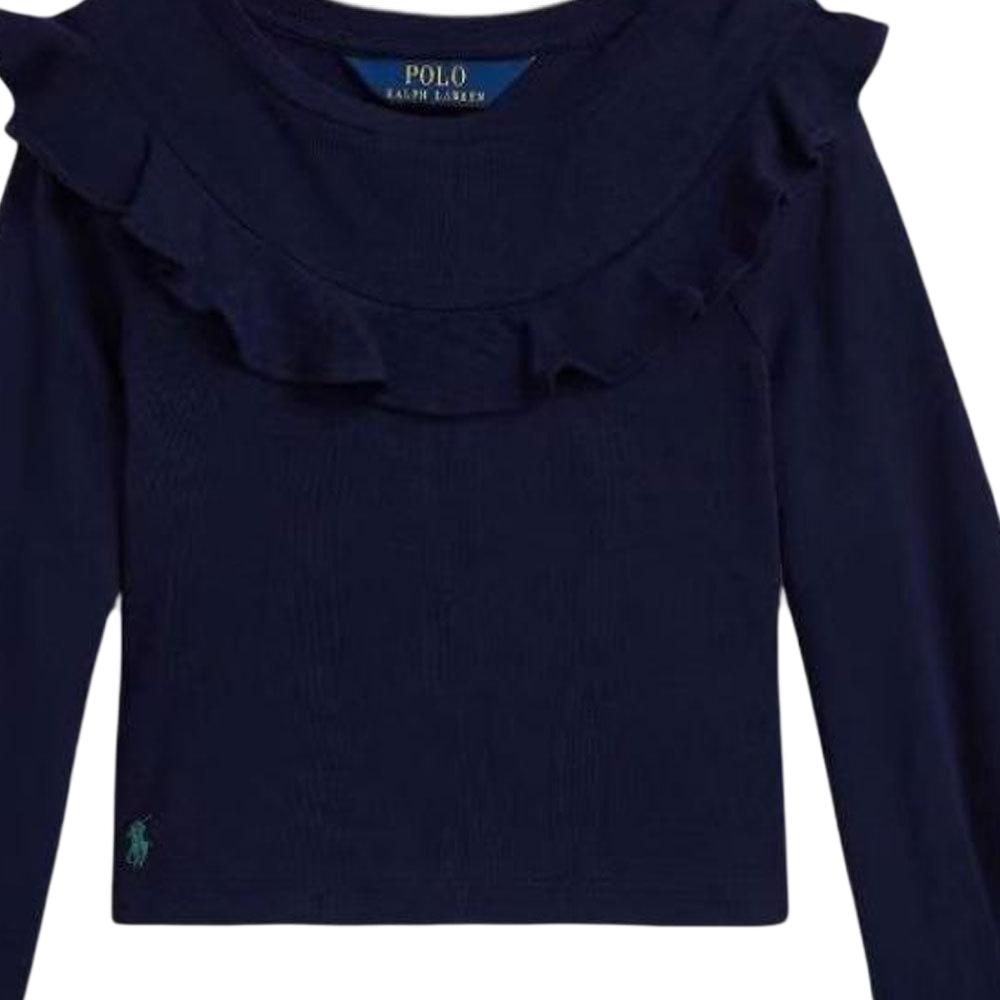 Polo Ralph Lauren T-Shirt FW25 Ruffled Round Neck Long Sleeve Kids tops 313978971-003