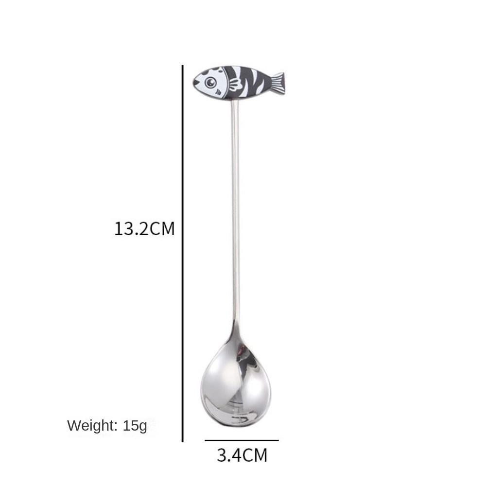 Japanese Korean Style Cartoon Cat Spoon Polished Honey Stirring Spoon New Dessert Spoon