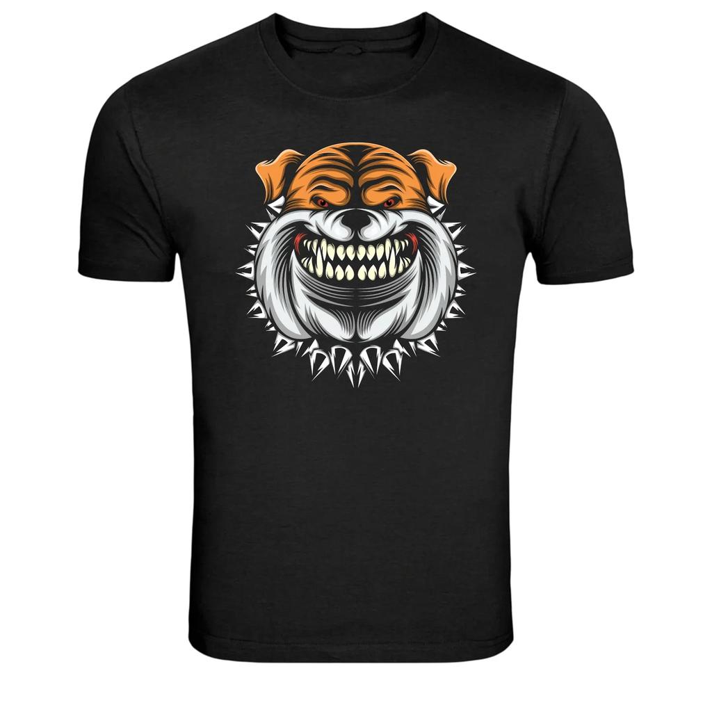 Wütender Bulldoggenkopf mit Stachelhalsband Grafik-T-Shirt