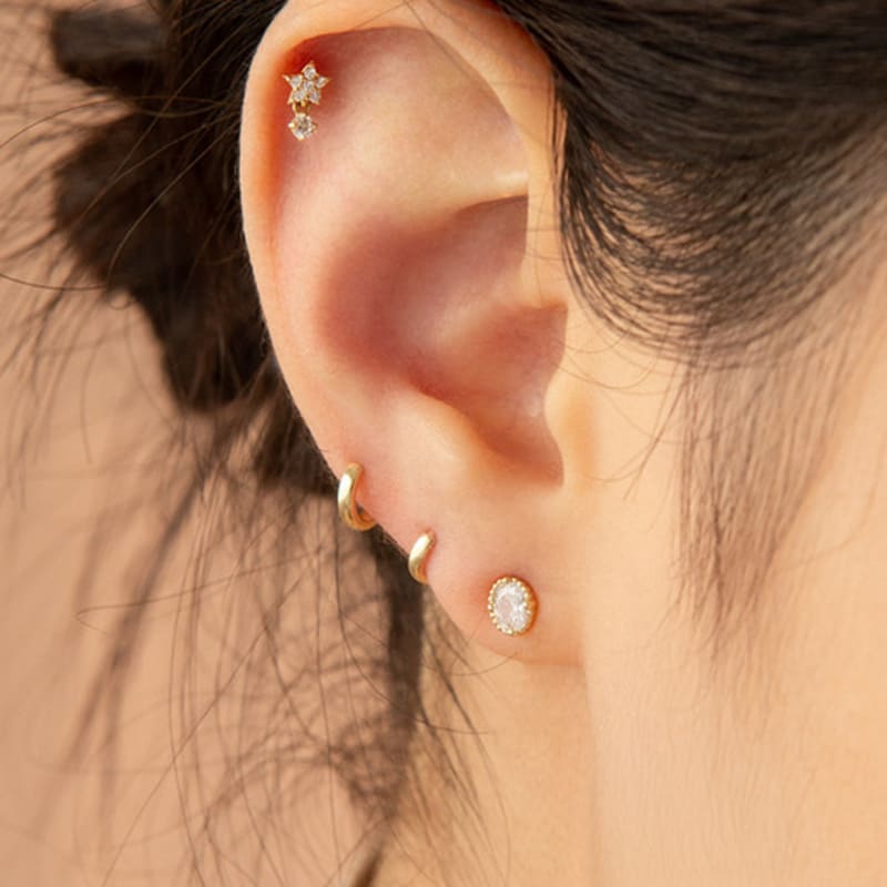 LUNNE 14k Star Cubic Drop Piercing (14K Gold) #W09