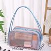 New with Handle Travel Makeup Bag Large Capacity Mesh Cosmetic Bag Polyester Lightweight Storage Bag
