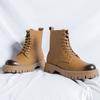 Fashion Leather Mens Ankle Boots High Top Shoes for Men Thick Bottom Male Motorcycle Footwear Stylish British Style Casual Shoes