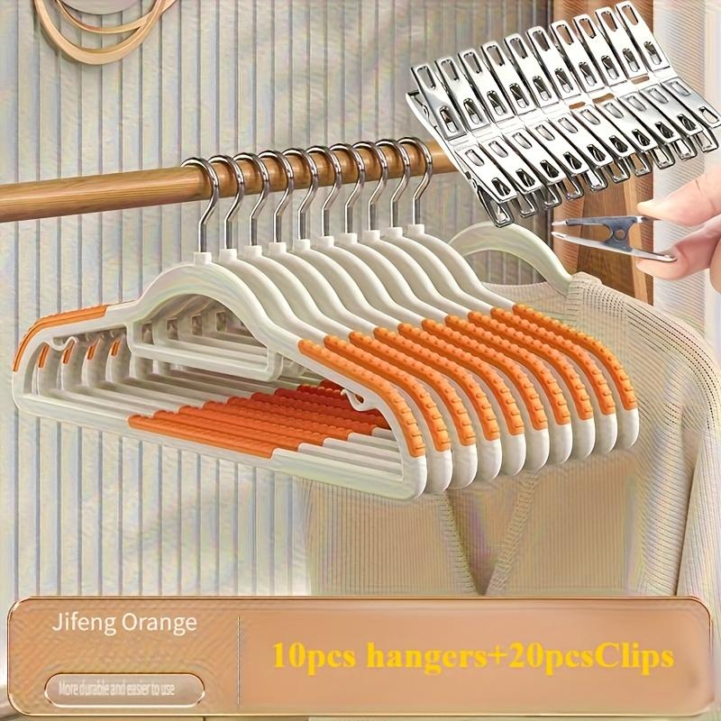 50 Sets (20 Hangers and 30 Clips), Heavy-duty Hangers for Wardrobes, Anti Slip and Durable, Multiple Colors