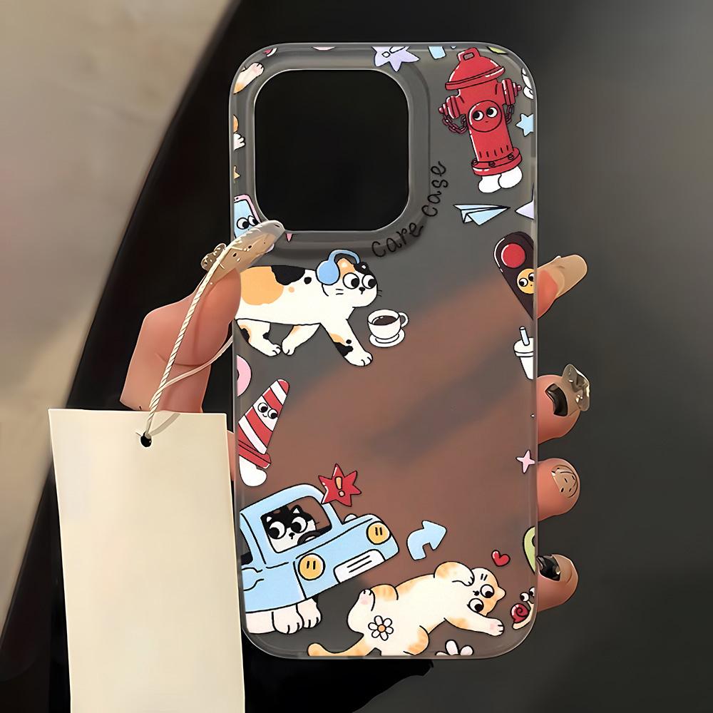 Mobile Phone Cases for iPhone 11 13 15 Pro Max 12 14 Pro Max Case iPhone 16 15 Plus 13 Pro 12 Mini 13 Mini Frosted Texture Painted Cartoon Flowers