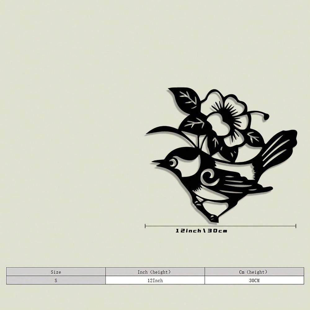 Bird Metal Wall Art Elegant Simple Home Decor Outdoor Indoor Rustic Style чёрный
