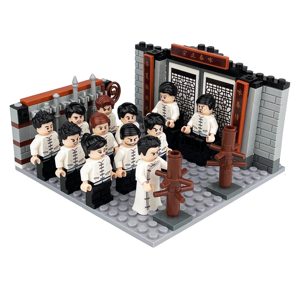 8132 Wushu Halle Wing Chun Kinder Zusammenbauen Kleinteile Baustein Spielzeug Grundplatte Cartoon Figur