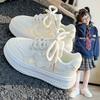Kids White Casual Sneakers 2026 Breathable PU Leather Low-Top Unisex Sport Shoes Fall