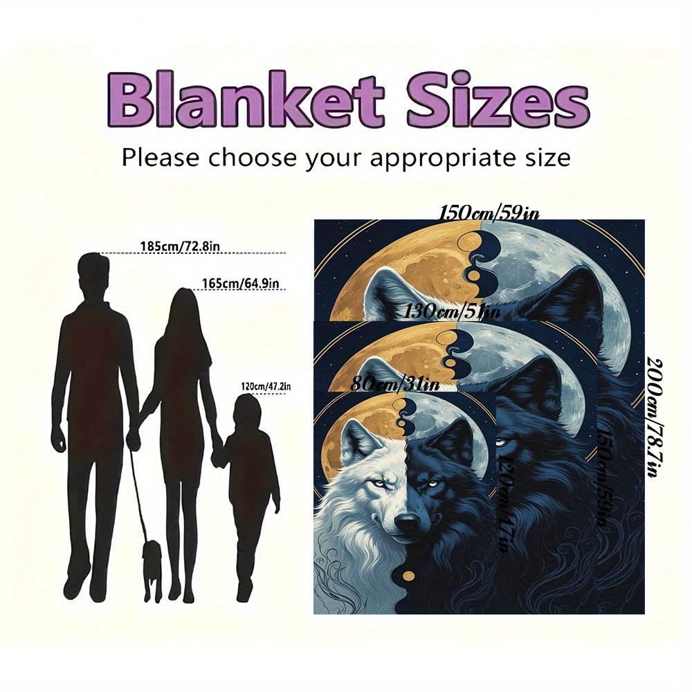 1Pc Wolf Moon Print Flannel Blanket, High quality Comfortable for All Seasons, Home Decor, Warmth and Comfort, Perfect for Christmas Gifts13