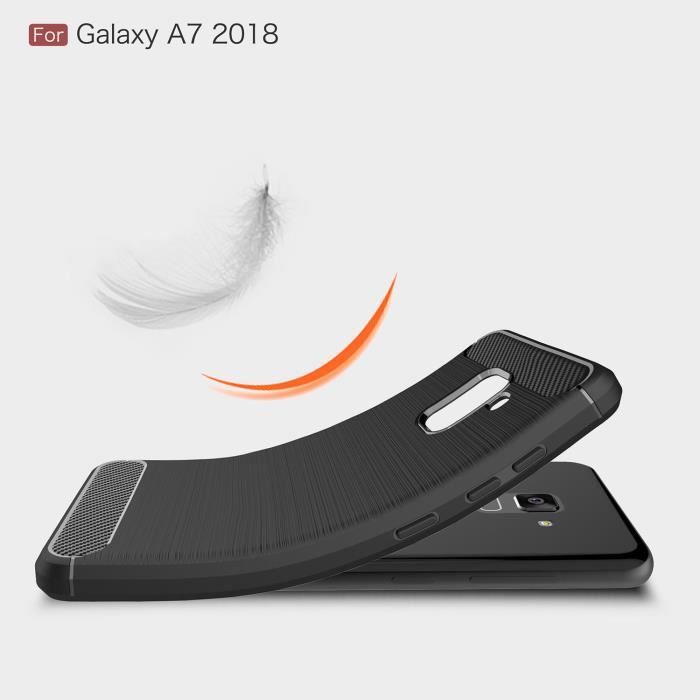 Skal Samsung Galaxy A7 2018 Fodral Kolfiber Resilient TPU Skyddsskal För Samsung Galaxy A7 2018 - Svart